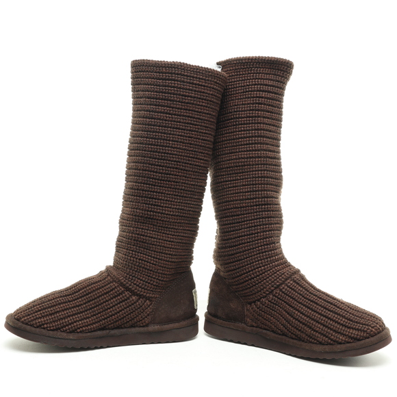 UGG Button Up Knit Boots Wool Blend Women 6 Brown - Picture 11 of 16